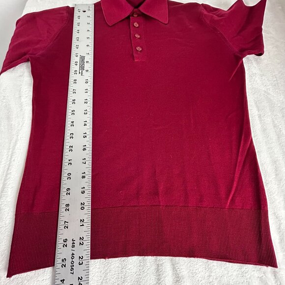 Dalkeith Womens Virgin Wool Polo Sweater Pullover Dark Pink Made in England - Picture 7 of 7